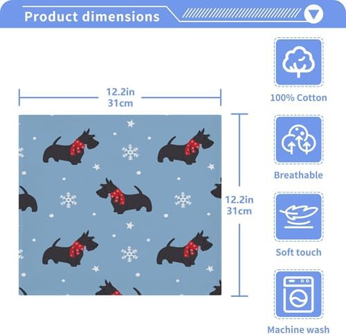 Xigua Christmas Scottish Terrier Washcloth Set for Pets Humans