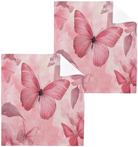 Stylish Xigua Butterflies Absorbent Washcloth Set for Fast Drying