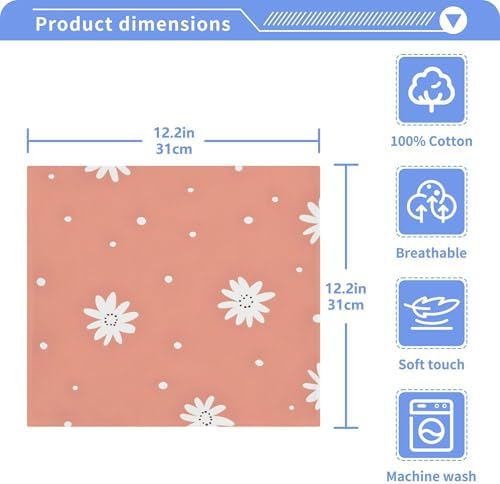 Xigua White Daisy Washcloths Set of 2 12x12 Inch