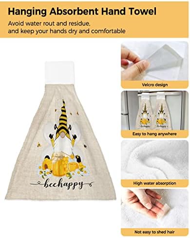 Durable Hanging Loop Towels with Bees Gnomes Design Set of 2