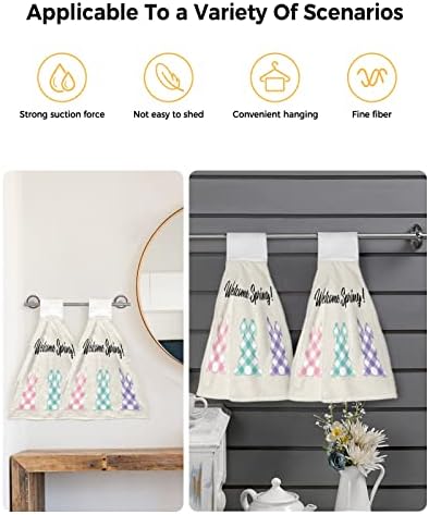 Easter Bunny Welcome Hand Towels 2-Piece Set Kitchen Bathroom Use
