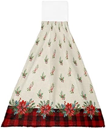 Chucoco Hanging Tie Towel 1-Piece kitchen hand towel Reusable Red Christmas
