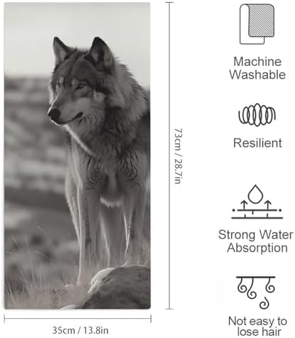 Wolf On The Grass Soft Thick Beach Towel Portable