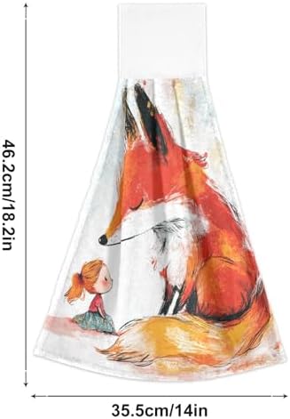 Chubby Fox Hand Towels with Hook Loop for Kids