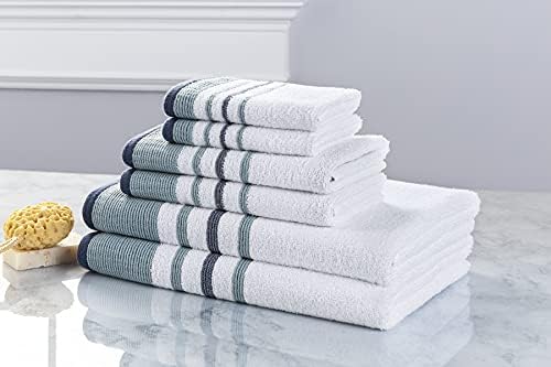 Elegant Waves Blue Stripe 6 Piece bath towel set