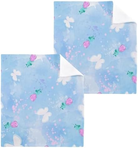 Xigua Butterfly Blue Washcloth Set 12x12 inches