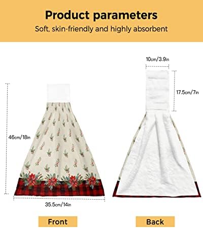 Chucoco Hanging Tie Towel 1-Piece kitchen hand towel Reusable Red Christmas