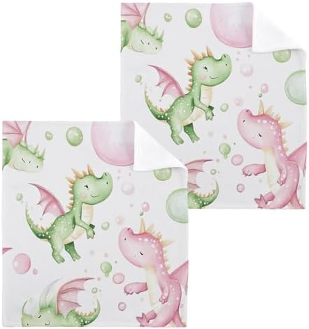 Xigua Bubbles and Dragons Washcloth Set for Travel or Home