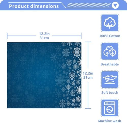 YetTasar Blue Snowflake Washcloths Soft Reusable