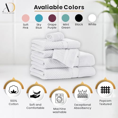 Ample Decor 6 Piece Towel Set - 100 Cotton Quick Dry