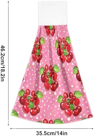 Cluster Red and Pink Hanging Hand Towels with Green Leaves for Kids