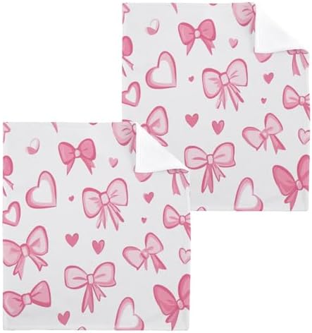 Xigua Bow Pattern Washcloths Set of 2 - 12x12 Inch 1