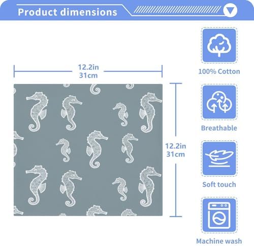 10-2 Pack 12x12in Soft Cotton Washcloths for Face Hand Durable Vibrant