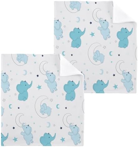 Elephant Washcloths 2 Pack Soft Absorbent Cotton Baby Face Towels