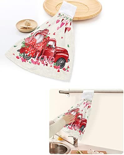 Valentines Day Heart Plaid Hand Tie Towels Set