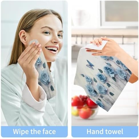 Blue Rose Washcloth Set for Washable Reusable Baby Face Towels