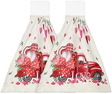 Valentines Day Heart Plaid Hand Tie Towels Set