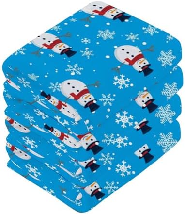 Christmas Snowman Washcloth Set - Soft Reusable Washable for Home Kitchen