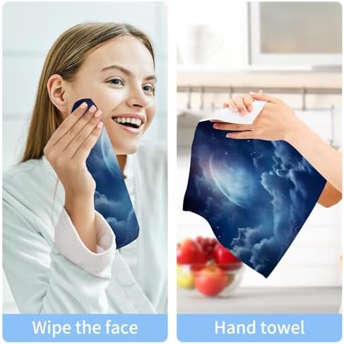 YETTASBIN Moon Cloudscape Washcloths 2 Pack