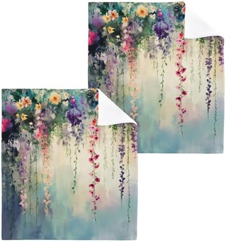 Xigua Vibrant Wildflowers Washcloths Set of 2 12x12 Inch