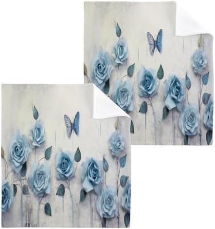 Blue Rose Washcloth Set for Washable Reusable Baby Face Towels