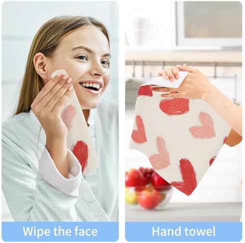 Xigua Red Hearts Fast-Drying Washcloth Set