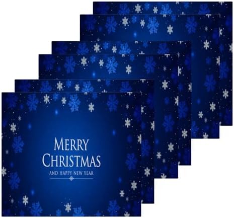 Merry Christmas Blue Washcloths 2 Pack Soft Absorbent Cotton Face Towels