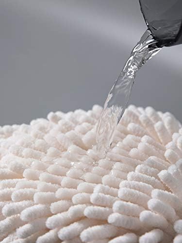 Soft Absorbent Chenille Hand Towels Set of Two White and Grey