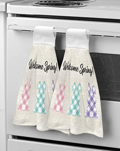 Easter Bunny Welcome Hand Towels 2-Piece Set Kitchen Bathroom Use