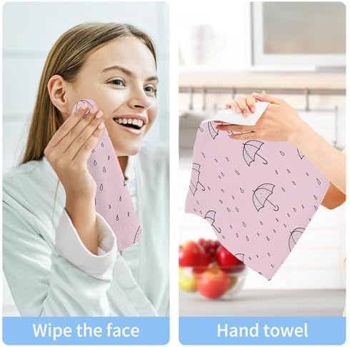 Xigua Cute Rain Umbrella Washcloth Set - 12x12 Multi-Purpose Towels