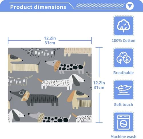 YEGAME Cute Dachshund 2-Pack Washcloth Set