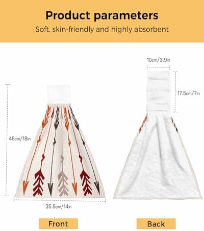 Retro Arrow-Printed Hand Towels Set - Hanging Linen for Kitchen Bathroom