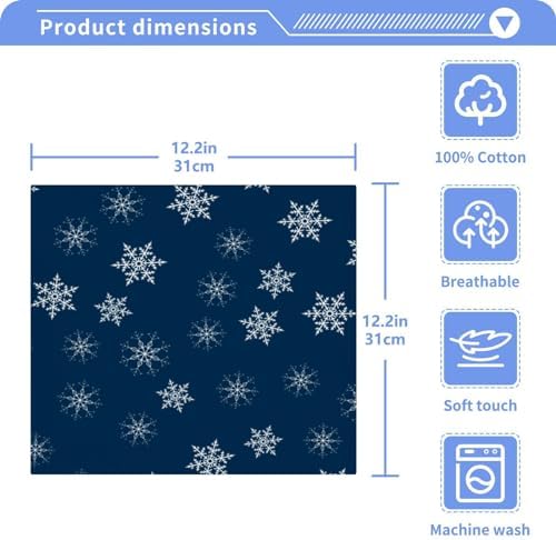 Premium Blue Snowflake Washcloths 2-Pack Soft Absorbent and Reusable Face Towels