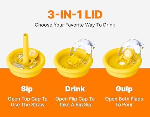 VINUR 14 oz Kids Tumbler with Handle and Straw Lid - 2 Pack