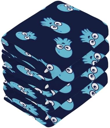 Funny Octopus Washcloths 2 Pack Soft Absorbent Baby Face Towels