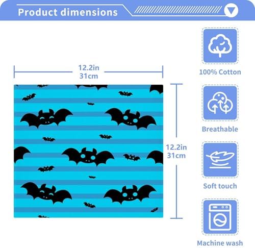 Cute Halloween Bat Washcloth Set - 12 x 12 Inch