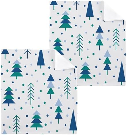 Xigua Christmas Trees Washcloths Set of 2 12x12 Inch