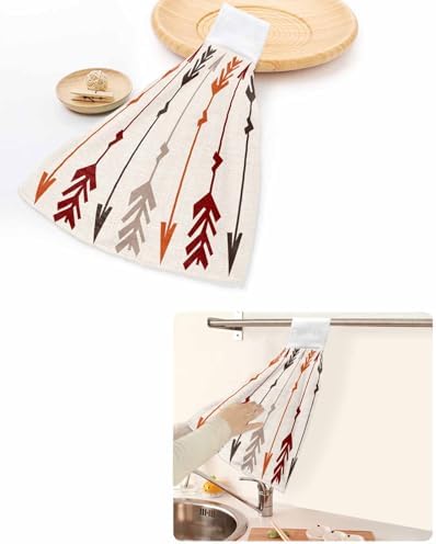 Retro Arrow-Printed Hand Towels Set - Hanging Linen for Kitchen Bathroom