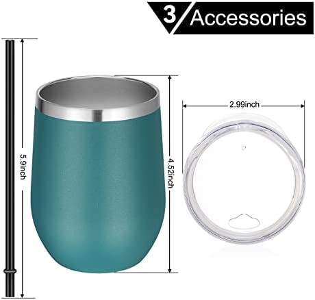 VEGOND Double Wall Stainless Steel Wine Tumbler with Lid and Straw