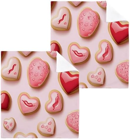 Sweet Valentines Day Cookies Washcloth Set