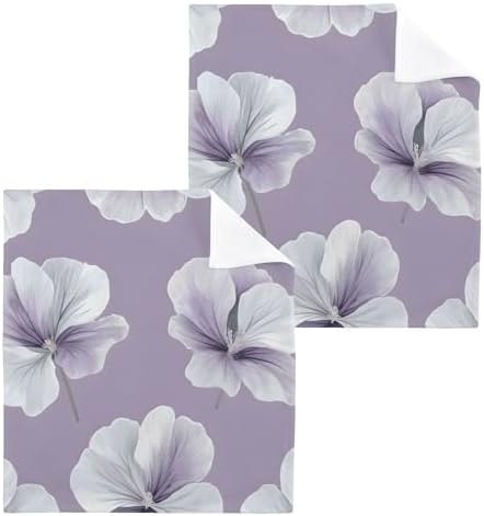 Xigua GrayGeranium Flower Washcloth Set