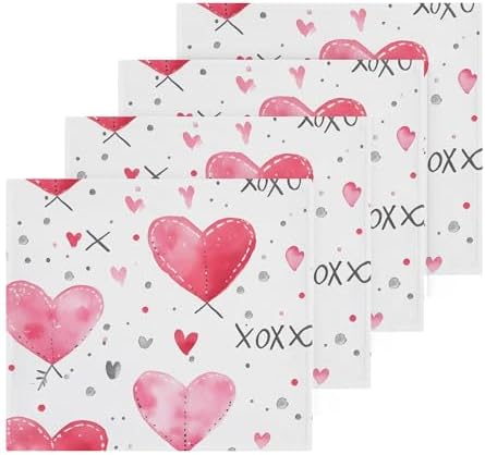 Xigua Valentines Day Hearts Washcloths Set of 2 - 12x12 Inch