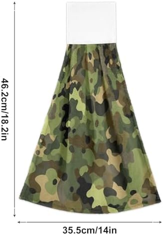 Camouflage Green Towels with Hook Loop Durable Dishcloths for Kids
