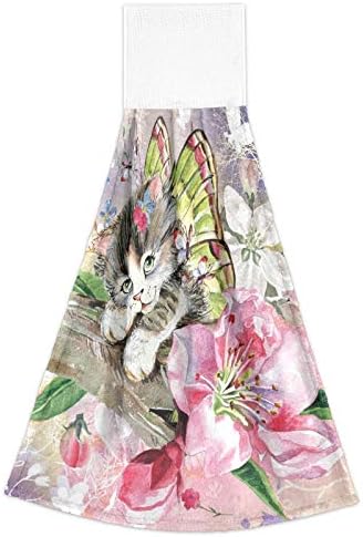 Cute Butterfly Cat Kitchen Hand Towels