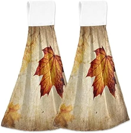 Autumn Leaf Hanging Kitchen Towel with Loop 2 Pack