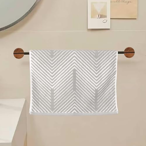 Violet Linen Silver Chevron Pattern Hand Towel Set of Two