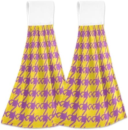 SyXIOP Houndstooth Pattern Bath Towels Set of 2 with Hook Loop
