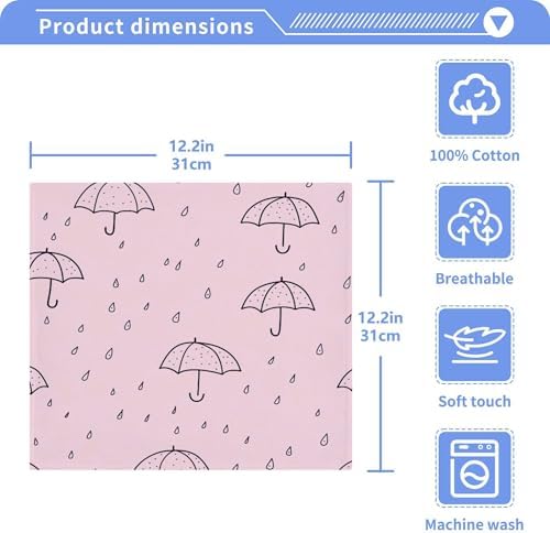 Xigua Cute Rain Umbrella Washcloth Set - 12x12 Multi-Purpose Towels