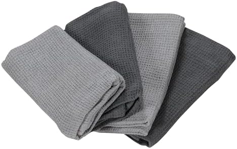Set of 4 100 Cotton Waffle Weave Kitchen Towels Soft Durable Absorbent