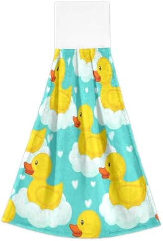 Cute Yellow Ducks Hand Towel Set of 2 with Hanging Loop